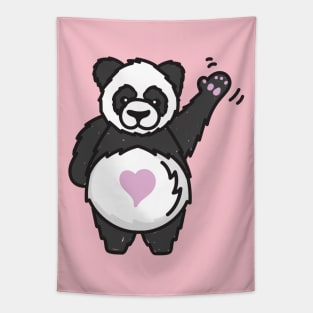 Hello Giant Panda Heart Tapestry