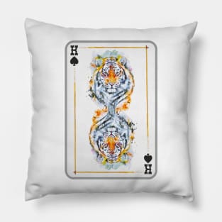 Tiger Head King of Spades Playing Card Pillow