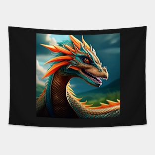 Ancient Blue and Orange Dragon Tapestry