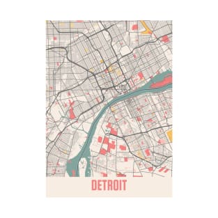 Detroit - Michigan Chalk City Map T-Shirt