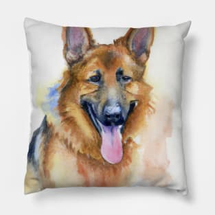 German Shepherd Watercolor - Gift For Dog Lovers Pillow