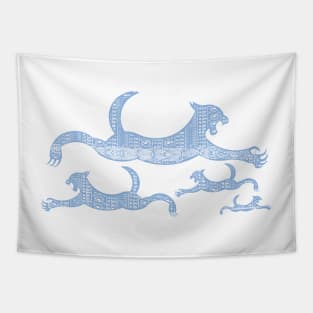 Sea Blue Wave Hawaiian Pattern Mythic Sea Lion Tapestry