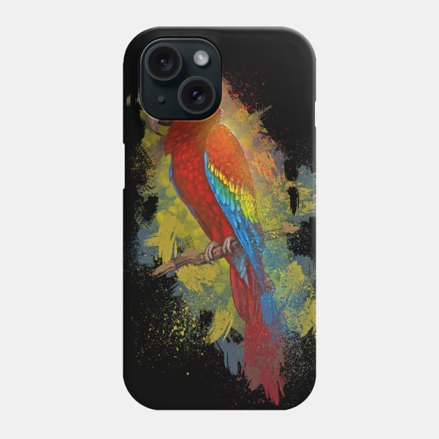 Perched Scarlet Macaw Phone Case by Hutchew