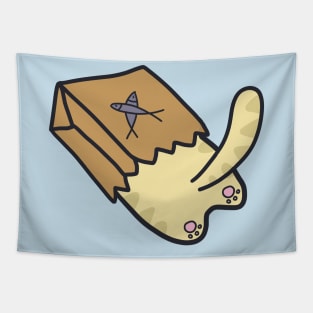 cute silly cat in paperbag design Tapestry