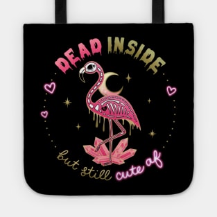 Dead Inside but still Cute AF Skeleton Flamingo w/ Moon & Crystals Tote