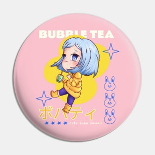 Kawaii Bubble Tea Boba Cute Anime Girl Pin