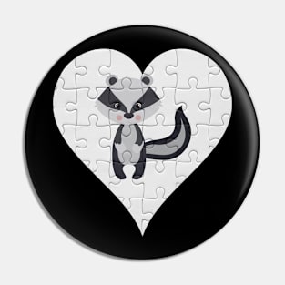 Jigsaw  Skunk Heart Design - Wild Animal Skunk Pin