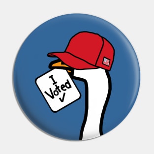 Goose in Red Hat says he Voted Pin