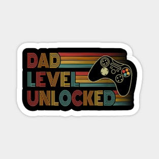 New Dad  Dad Level Unlocked Gaming Gamer Dad Mens Magnet