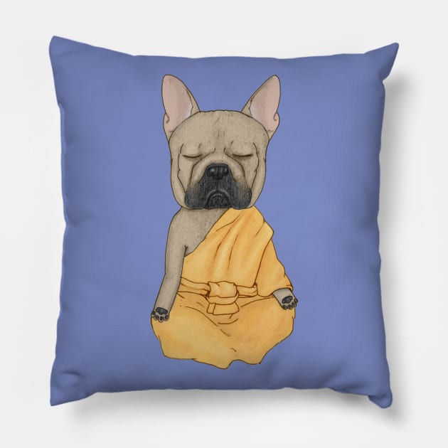 Frenchie meditation Pillow by Barruf