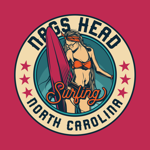 Vintage Surfing Badge for Nags Head, North Carolina by SLAG_Creative