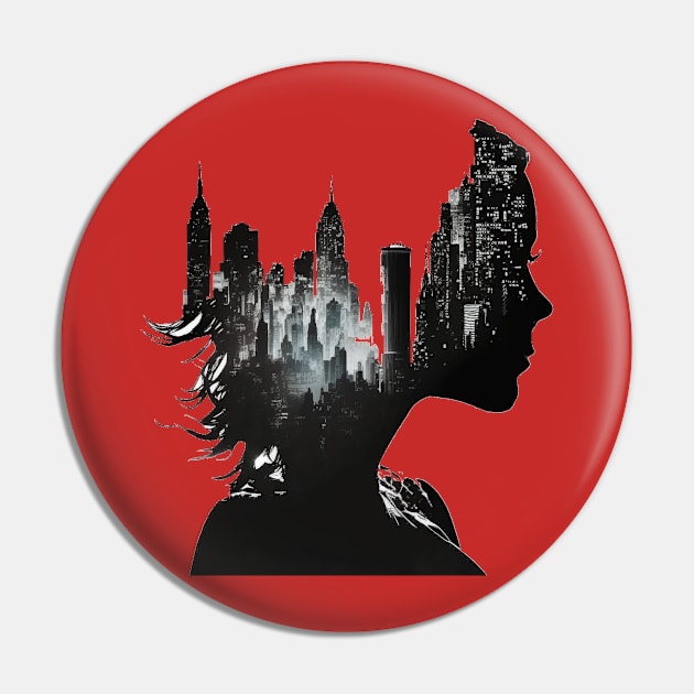 City Girl Silhouette Pin by Heartside Family