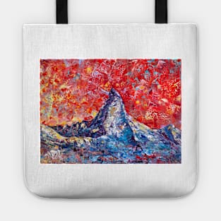 Mountain Matterhorn Under The Red Sky. Alps Tote