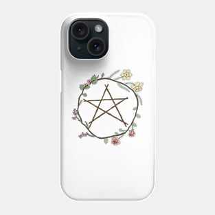 Pentacle surrounded by flowers Phone Case