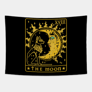 Tarot Card Crescent Moon Cleopatra And Sphynx Cat Egypt Tapestry