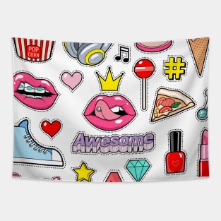 Awesome girl trendy stickers collection set Tapestry