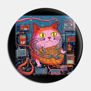 Futuristic Cyber  Cat Pin