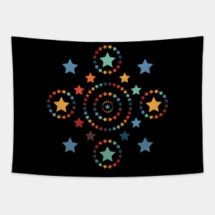 Rainbow Stars on Black Tapestry