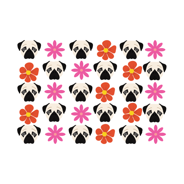 pug dog flower face masks by T-shirt verkaufen