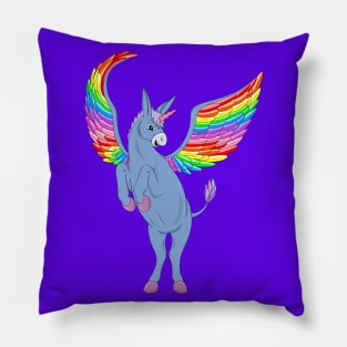 Unicorn donkey with wings Pillow
