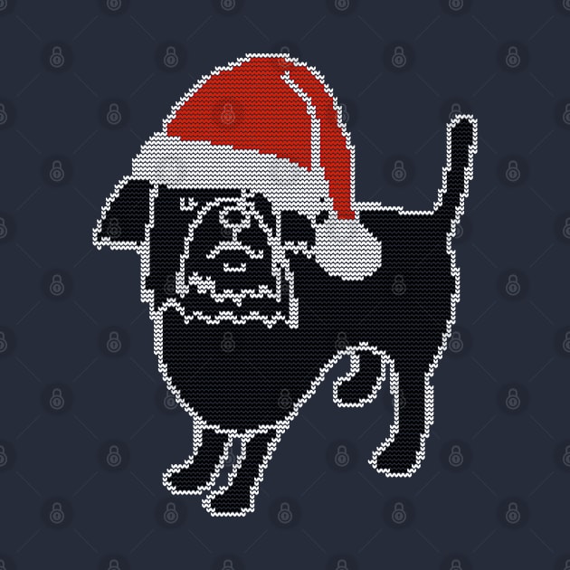 Knitted Dog in Christmas Santa Hat by ellenhenryart