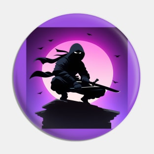 Ninja with the moon silhouette Pin
