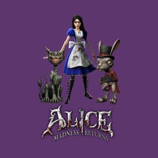 Alice: Madness Returns-Alice Liddell, Cheshire Cat, White Rabbit T-Shirt