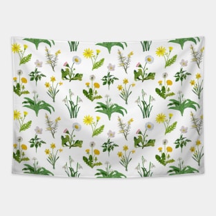 Spring floral - white and yellow Tapestry