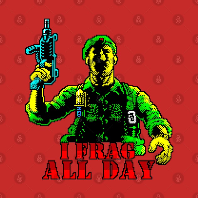 I Frag All Day 8 Bit Operation Wolf Game Art by 8 Fists of Tees