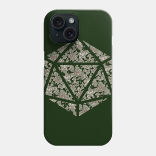 Sage Green and Red Gradient Rose Vintage Pattern Silhouette D20 - Subtle Dungeons and Dragons Design Phone Case