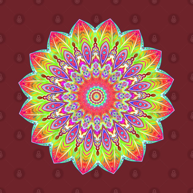 Psychedelic Neon Mandala by rebeccawangart