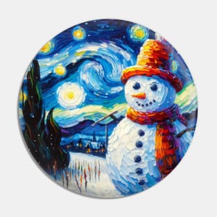 A Snowman in starry night Pin