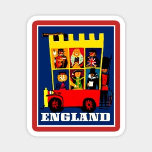 England Abstract Bus Travel and Tourism Print Magnet