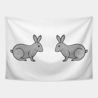 Rabbits in Love - cute and cool animal design on white Tapestry