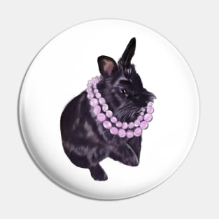 Cute bunny rabbit with pink pearls - ebony colored coloured lionhead bunny rabbit Pin
