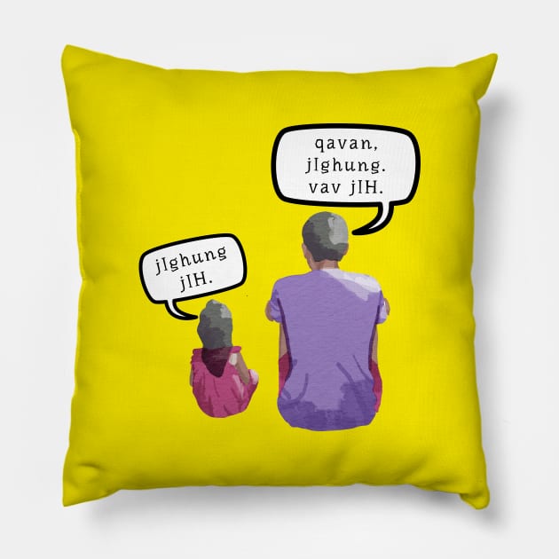 Hi Hungry, I'm Dad Pun (jIghung jIH. qavan, jIghung. vav jIH.) Translated in the Klingon Language (MD23Frd036b) Pillow by Maikell Designs