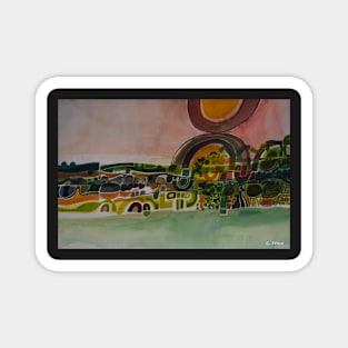 Abstract English Countryside Landscape Magnet