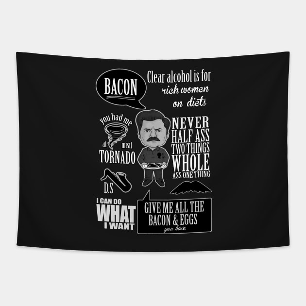 Ron Swanson Montage Tapestry by kurticide