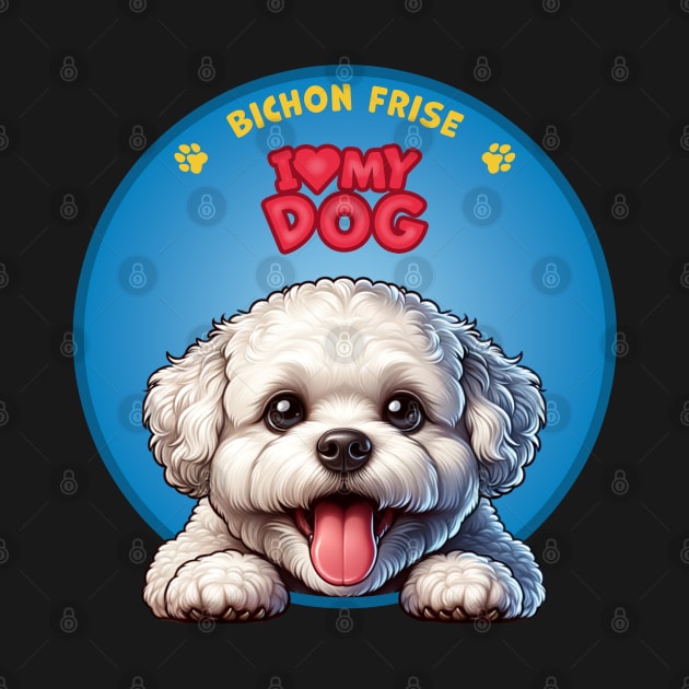 I Love my dog Bichon Frise by SergioArt