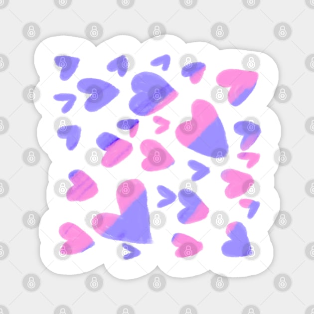Purple pink watercolor heart pattern Magnet by Artistic_st