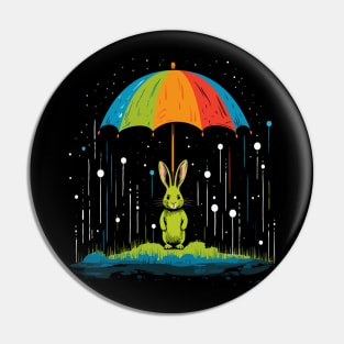 Rabbit Rainy Day With Umbrella Pin