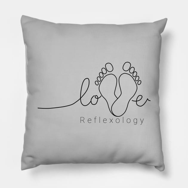 Love Reflexology (black design) Pillow by Balanceandharmonyforreflexologists