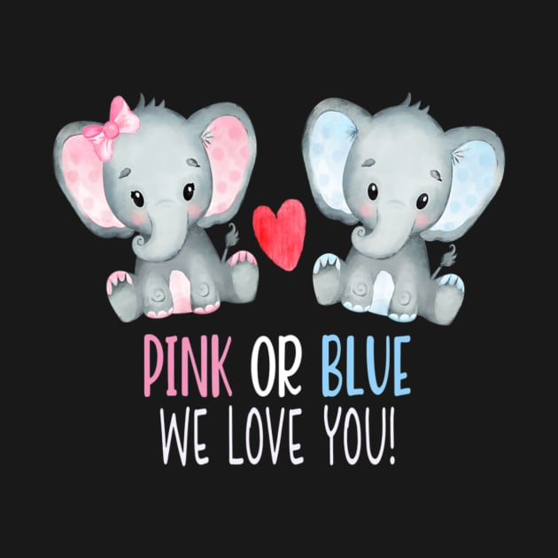 Baby Elephant Pink And Blue We Love You by eldridgejacqueline