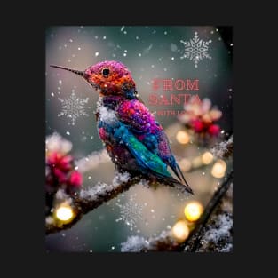 Christmas Hummingbird in winter scenery T-Shirt