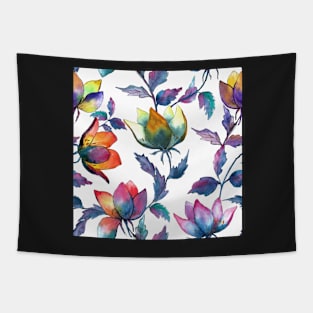 Exotic tropical flower. Colorful fantasy floral composition. Ink and watercolor illustration Tapestry