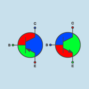 Colorful NPN and PNP Transistor Circuit Symbol T-Shirt