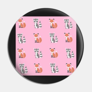 Pink Raccoon and fox print pattern Pin