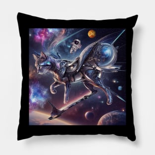 Skateboarding Galactic Cat Pillow