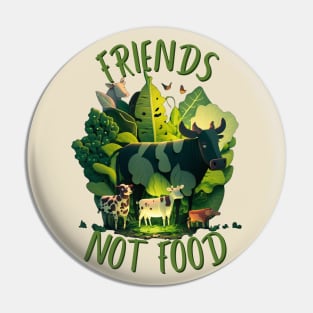 Friends, Not Food Vegan T-Shirt - Show Your Commitment to Animal Rights in Style Pin