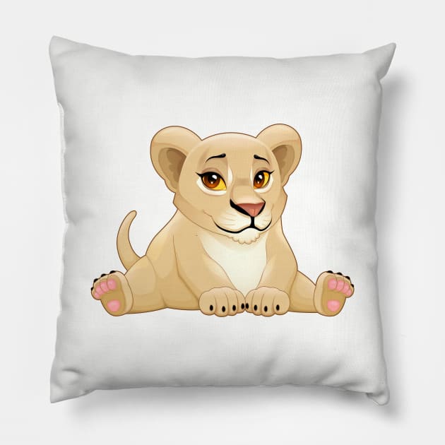 Baby lion with cute eyes Pillow by ddraw